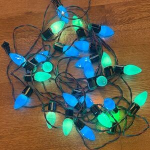 Vintage 50s-60s Christmas Blue & Green 25 Light Strand Size C9